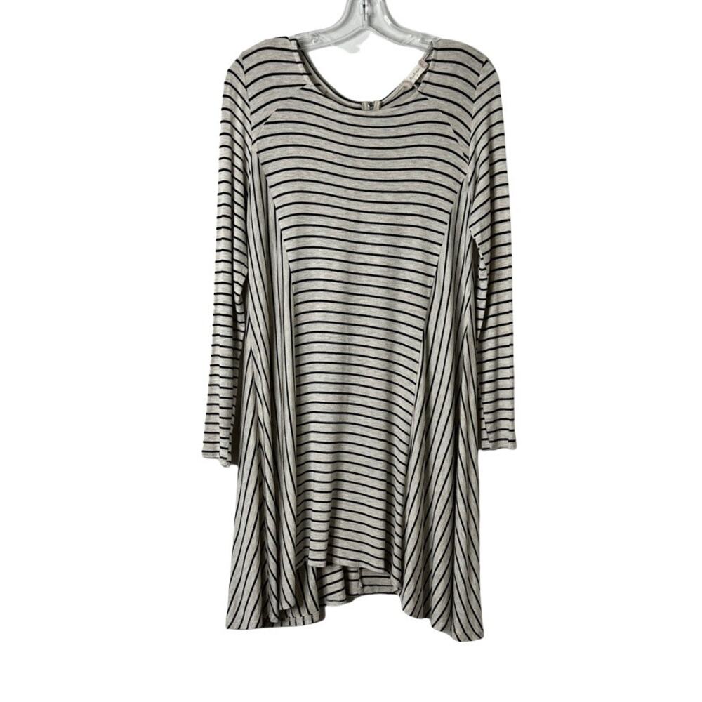 Altar'd State Long Sleeve Striped Jersey Knit Dress Cream Black Womens Medium